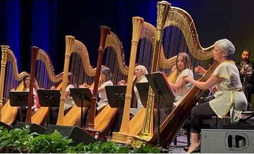 عازفات الهارب يحتفلن بافتتاح المتحف المصرى الكبير فى الأوبرا